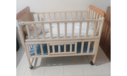 our image of FURNIFEST Multi-Functional Wooden Baby Cot Crib with Mattress