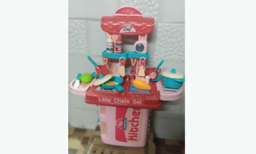 our image of Cable World Plastic 3 in 1 Portable Pretend Food Party Role Cooking Kitchen Play Set