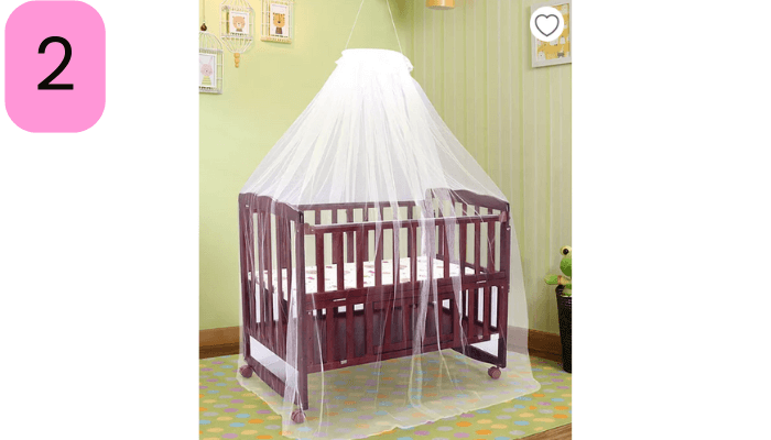Babyhug Montana Wooden Cot Cum Rocker with Mosquito Net