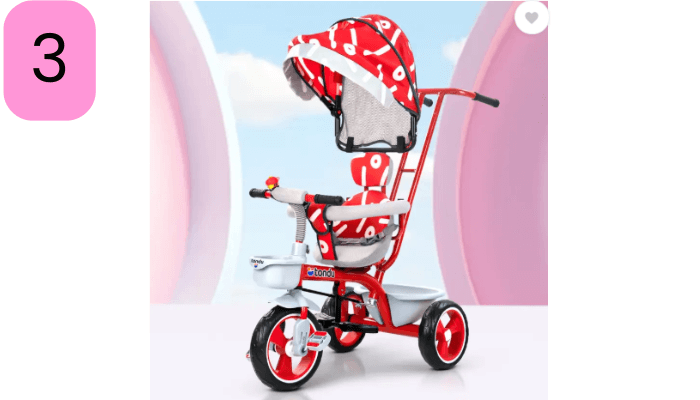 TONDU Kids tricycle with canopy & parental control